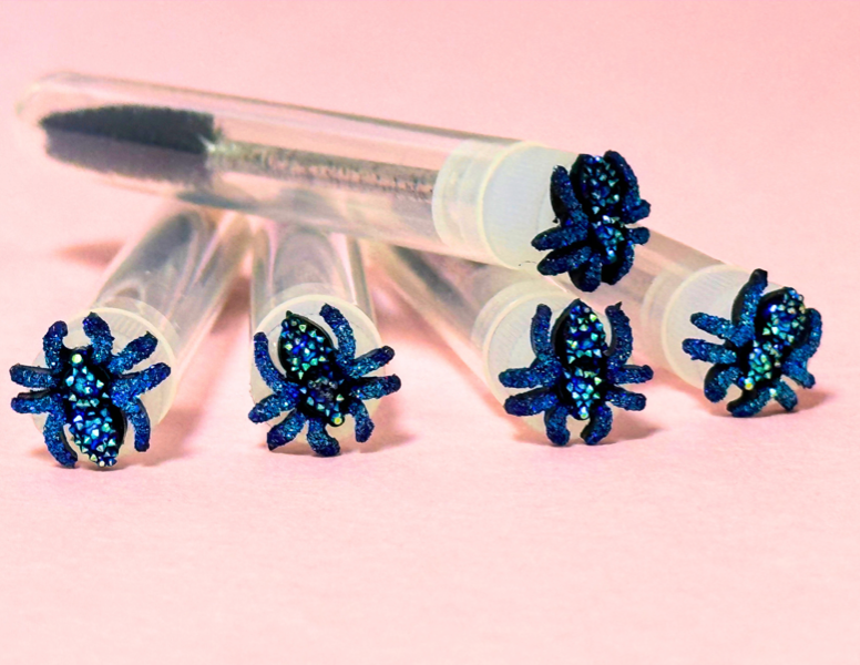 Blue Spider Glitter Eyelash Wands with Cover