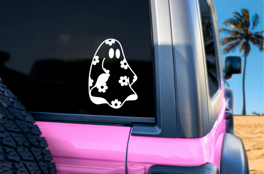 Vinyl Decal- Ghost with flowers