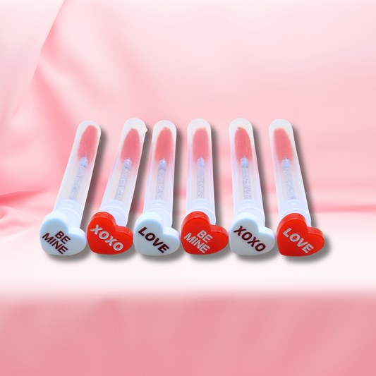 Glitter Eyelash Wands with Cover - Red & White hearts