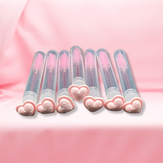 Regular Eyelash Wands with Cover - Pink hearts
