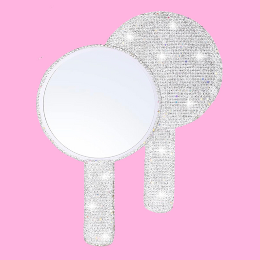 Silver Rhinestone Circle Hand Mirror