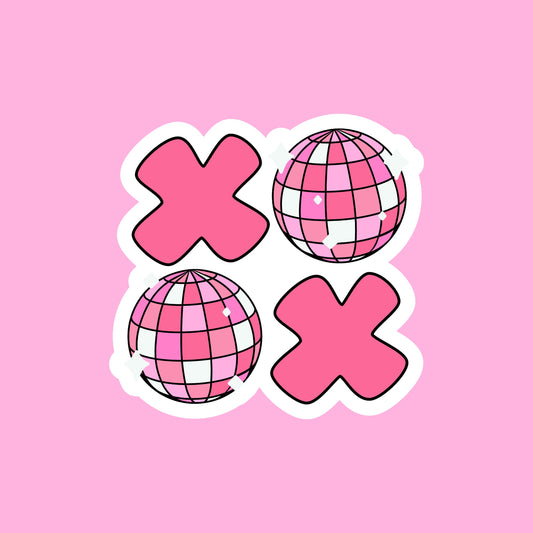 V-day STICKERS -  xoxo disco ball   - Glossy Vinyl Sticker Water Bottle Sticker Laptop Sticker