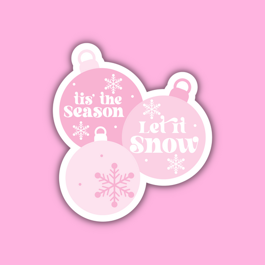CHRISTMAS STICKERS - tis the season let It snow  -  Glossy Vinyl Sticker Water Bottle Sticker Laptop Sticker Sticker