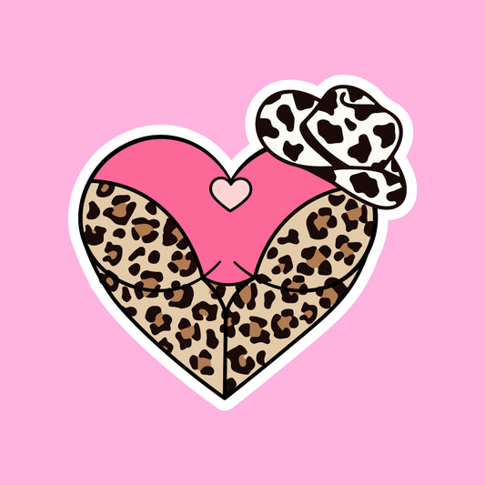 V-day STICKERS -  leopard heart- Glossy Vinyl Sticker Water Bottle Sticker Laptop Sticker