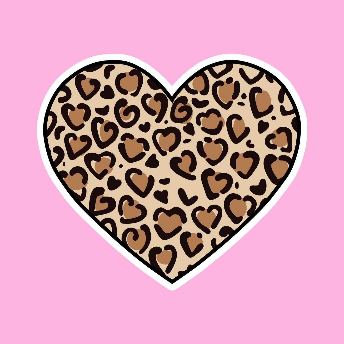 V-day STICKERS -  leopard heart- Glossy Vinyl Sticker Water Bottle Sticker Laptop Sticker