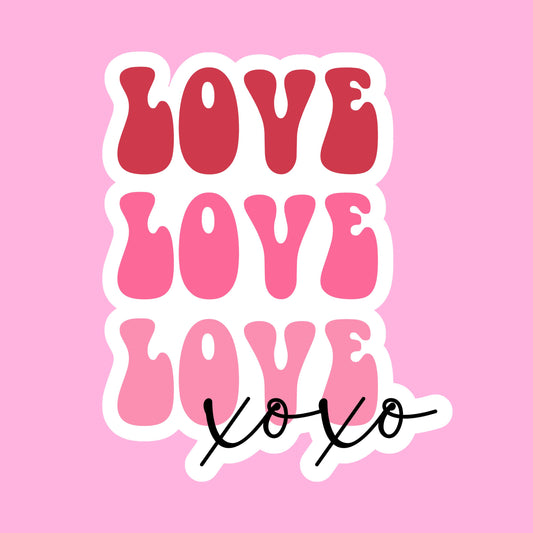 V-day STICKERS -  love xoxo - Glossy Vinyl Sticker Water Bottle Sticker Laptop Sticker