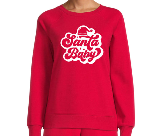 SWEATSHIRT or T-SHIRT-  Santa baby ( red , vinyl print )