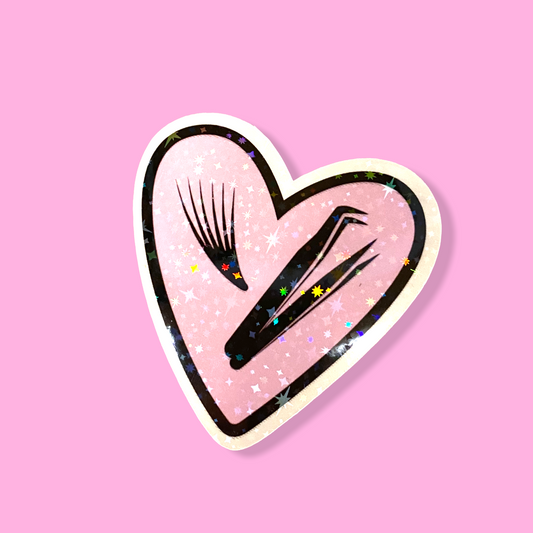 STICKER - LASH ARTIST HEART | 2.25 x 2.25 “ | WATERPROOF | HOLOGRAPHIC | PRICE FOR 1 STICKER