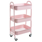 Movable Rolling Organizer Cart, 3 Tier Metal Utility Cart