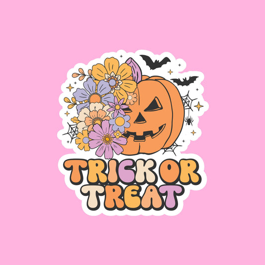 TRICK OR TREAT Glossy Vinyl Sticker Water Bottle Sticker Laptop Sticker Halloween Sticker