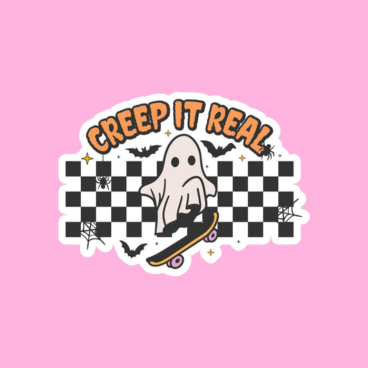 CREEP IT REAL Glossy Vinyl Sticker Water Bottle Sticker Laptop Sticker Halloween Sticker