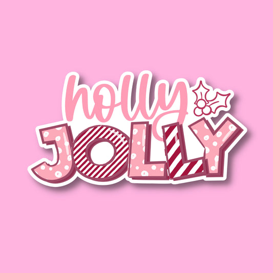 CHRISTMAS STICKERS - holly jolly -  Glossy Vinyl Sticker Water Bottle Sticker Laptop Sticker Sticker