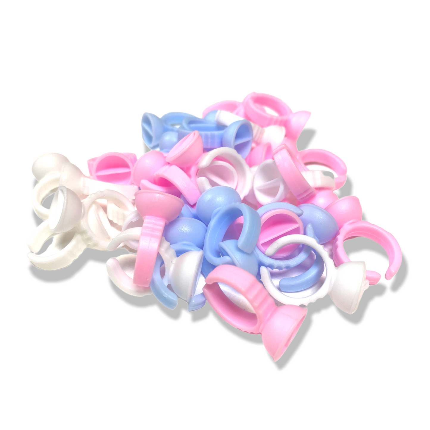 Regular Mixed Color Disposable Glue Rings  with divider (50 pcs)