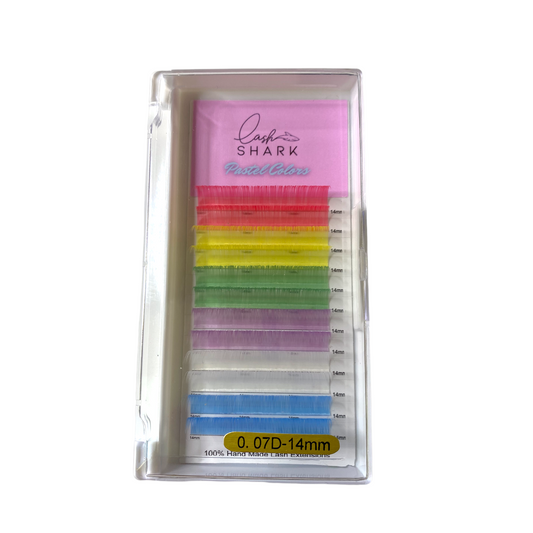 COLORED LASHES- PASTEL COLORS TRAY - 0.07 14 MM D CURL