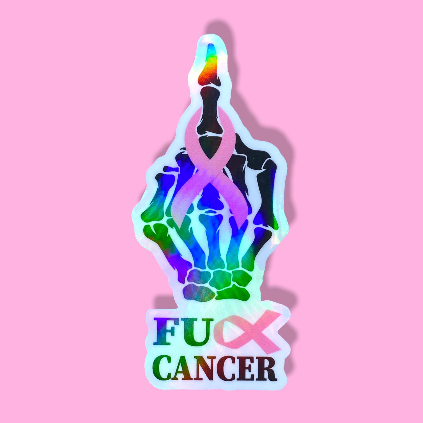 STICKER - F&CK CANCER | WATERPROOF | HOLOGRAPHIC | PRICE FOR 1 STICKER