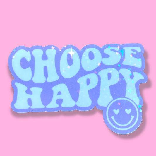 Choose Happy Purple Sticker, Happy Face sticker, Trendy happy Face sticker