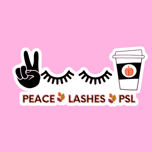 STICKER- PEACE ,LASHES, PUMPKIN SPICE LATTE  | WATERPROOF