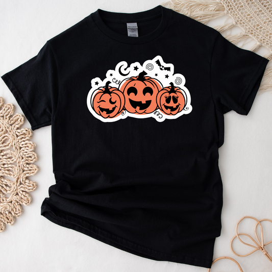 SWEATSHIRT or T-SHIRT-  HALLOWEEEN - pumpkins (  black , vinyl print )